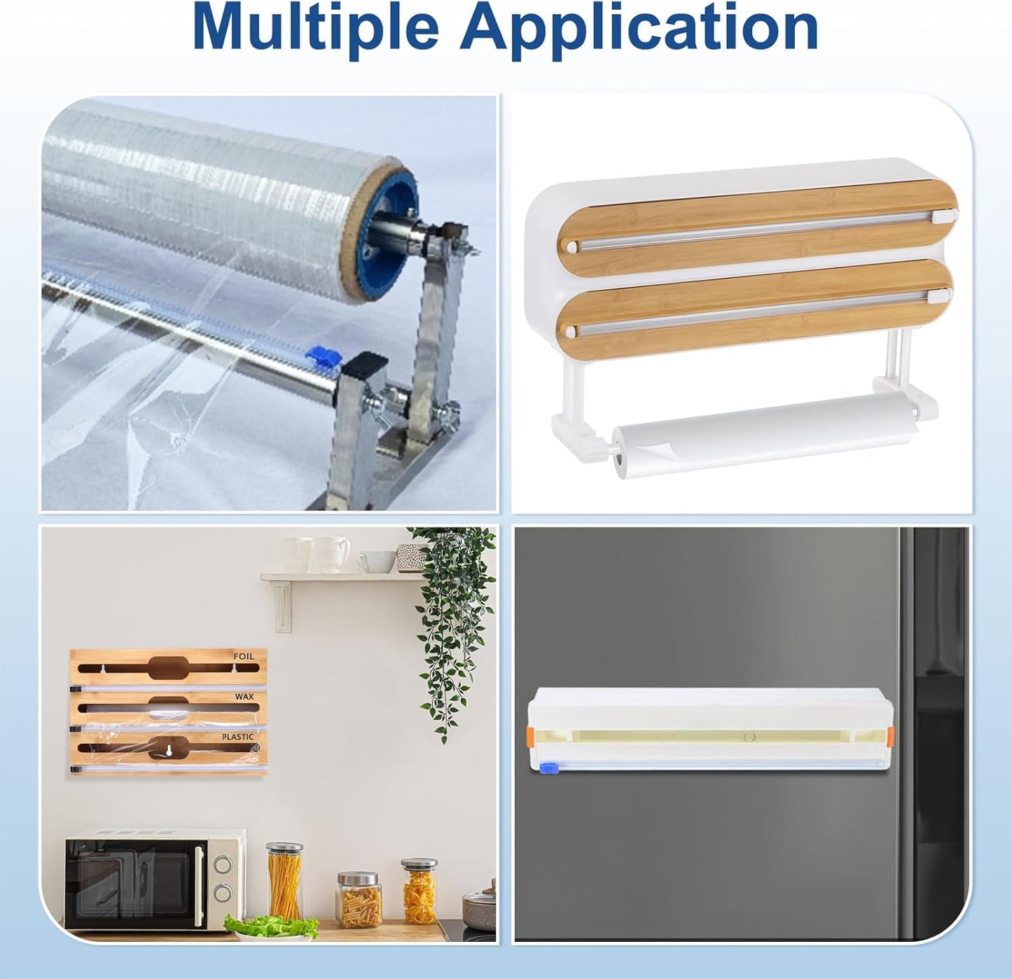 PATIKIL 8pcs Plastic Wrap Cutter, 19in Plastic Wrap Slide Cutter Snap Card Slot Installation Replacement for Aluminum Foil Wax Paper Parchment Paper Wrap Dispenser, Blue